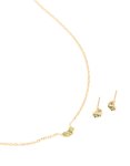 Waterproof Gold Plated Stainless Steel August Light Green Cubic Zirconia Birthstone Necklace & Earrings Set