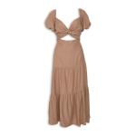 Tan Cut Out Tiered Maxi Dress