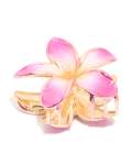 Goldair Gold Pink Enamel Frangipani Flower Claw Clip