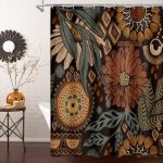Mitovilla Boho Floral Shower Curtain Modern Flower Shower Curtains For Rustic Vintage Bathroom Decor Chic Elegant Fabric Cloth S