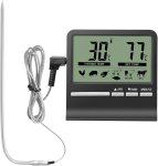 Instant Read Digital Lcd Food Thermometer With Timer & Stand Holder - Black Instant Read Thermocouple Kitchen Thermometer