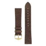 Lizard Leather Watch Strap In Brown - 16MM Gold