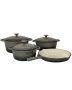 Fengzho 7-PIECE Cast Iron Dutch Oven Cookware Pot & Stout Pan Set Charcoal