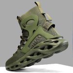 Men's High Top Shock Absorption Blade Type Shoes Breathable Lace Up Non-slip Shoes For Jogging Walking