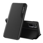 For Xiaomi Redmi NOTE10 4G Note 10S Side Display Magnetic Shockproof Horizontal Flip Leather Case With Holder Black