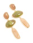 Goldair Gold Brown & Green Stone Mixed Shape Drop Earrings