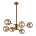 Antique Brass Metal And Amber Glass Chandelier – CH534 6