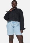 Curvy Fit Bermuda Baggy Low Denim Shorts - Light Denim Blue