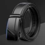 Business Men's Belt Fashion Automatic Buckle Pu Leather Belt For Men With Sliding Adjustable Buckle