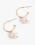 Goldair Gold Pearl Wire Wrapped Hoop Earrings