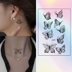 9 Pattern Temporary Butterfly Tattoo Stickers - Waterproof Long Lasting Body Cosmetics Tattoo Patches