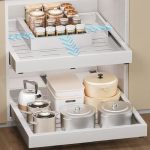 Makfoner Pull Out Cabinet Organizer Slide Out Drawer Expandable Width 12"-19" And Depth 16"-22" With 3 Slides Fixed With Adhesiv