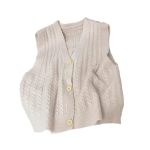 Women's Solid V-neck Sweater Vest - Knitting Elegant Pullover Casual All-match Single Breasted Daily Top