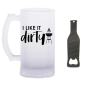 Dirty Beer Glass And Bottle Opener