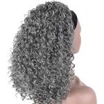 Gusif Grey Headband Wig - Synthetic Afro Kinky Curly Wig With Headband Attached Scarf