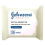 Johnsons Johnson's Cleansing Face Micellar Wipes Extra Sensitive All Skin Types Pack Of 25 Wipes