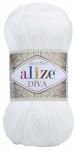 Alize Diva Silk Effect 100% Microfiber Acrylic Yarn 1 Ball Skeins 100GR 383YDS Color 55 - White