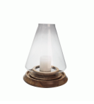 Wood Glass Fluted Candle Holder 25 X 32 Cm