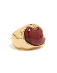 Goldair Gold Plated Statement Molten Burgundy Stone Ring - M l