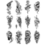 Temporary Tattoos For Men Women Arm Sleeve Flower Snake Skull Waterproof