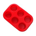 6 Cup Silicone Muffin Pan- Red
