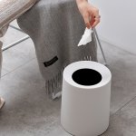 Modern Style 8L Round Plastic Wastebasket With Detachable Liner - Non-contact Disposal For Bathroom Kitchen Bedroom And Office -