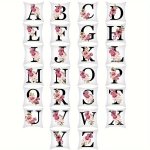 1PC 26 English Letter Flower Insert Print Throw Pillowcase Monogram Sofa Cushion Throw Pillow Pillow Cover Home Decor 45.72CM X