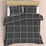 Soft Touch Duvet Cover Set Grid Grey - King 230 X 220CM
