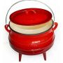 1/4 Potjie Pot - Red Enamel Coated - 3 Leg