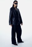 Oversized Coated Blazer - Black