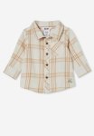 Cotton On Baby Rugged Shirt - Dark Vanilla sandstone Storm Plaid