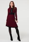 STELLAR Womens Quarter Zip Knitted Dress In Burgundy - Burgundy 16