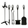 5 Piece Fireplace Tool Set With Tongs Shovel Brush Poker And Stand