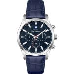 Ben Sherman Men's Silver Chronograph Watch With Blue Dial & Blue Leather Strap