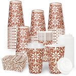 100 Pcs 12OZ Platos De Barro Mexicanos Mexican Paper Cups With Lids & Sleeves Cielito Lindo Mexican Disposable To Go Paper Coffe