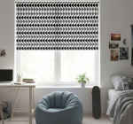 Black Roller Blind With Nordic Gray Triangles Design
