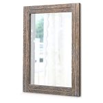 Aazzkang Mirror With Wood Framed Rectangle Rustic Wall Mirrors Decor Large 26"X18" For Bedroom Bathroom Living Room Entryway