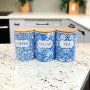 3 Pack Ceramic Canisters Coffee Sugar & Tea - Mediterrean Style Blue