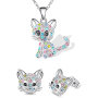 Colorful Rhinestone Decor Kitty Pendant Necklace Elegant And Fashionable Jewelry Accessories For Women Girls