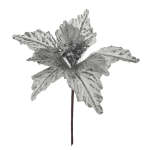 White Silver Poinsettia Pick 22X25CM