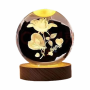 Crystal 3D Night Light USB Powered Table Lamp With LED Light - Rose