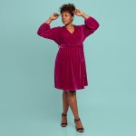 Plus Size Joy & Ash Magenta Velour Wrap Dress