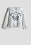 Flounce-trimmed Hoodie - Light Grey monte Carlo