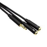Gizzu Audio 1 X 3.5MM Male To 1 X 3.5MM Female MIC + 1 X 3.5MM Female Headset Jack Adapter Cable