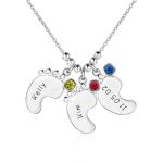 CNE101413 - Sterling Silver Birthstone Personalized Feet Necklace - 3