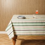 Carmel Designer Meadow Stripe Tablecloth Tea Green - 10-12 Seater 150X340CM