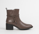 Brown Block Heeled Ankle Boots For Women - 8 Brown