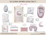 Cot Duvet Bedding Ellie Elephant And Moon Sleeping Pink Set