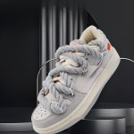 2PCS Widened 8MM Handwoven Shoelaces Three-strand Cotton Rope Shoelaces Fashion Shoelaces For Sneakers