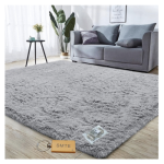 Smte New Premium Fluffy Carpet rug & Complementary Tieback And Keyring Grey With Keychain